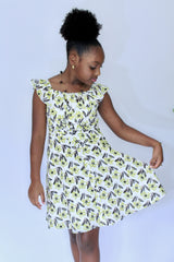 Miz Kelsea Baby Ruffled Floral Dress in Off- White & Lemon - Houzz of DVA Boutique