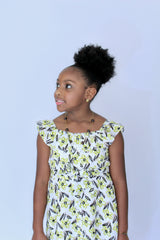 Miz Kelsea Baby Ruffled Floral Dress in Off- White & Lemon - Houzz of DVA Boutique