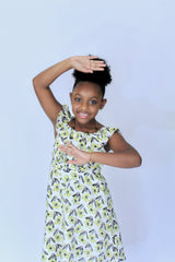 Miz Kelsea Baby Ruffled Floral Dress in Off- White & Lemon - Houzz of DVA Boutique