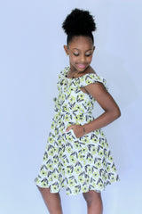 Miz Kelsea Baby Ruffled Floral Dress in Off- White & Lemon - Houzz of DVA Boutique