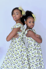 Miz Kelsea Baby Ruffled Floral Dress in Off- White & Lemon - Houzz of DVA Boutique