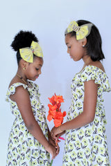 Miz Kelsea Baby Ruffled Floral Dress in Off- White & Lemon - Houzz of DVA Boutique