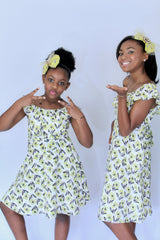 Miz Kelsea Baby Ruffled Floral Dress in Off- White & Lemon - Houzz of DVA Boutique