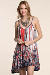 Janelle’s Floral Parade Swing Summer Dress in Red, White, Blue & Mauve - Houzz of DVA Boutique