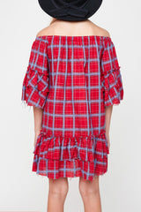 School’s Out Off the Shoulder Plaid Ruffle Dress - Houzz of DVA Boutique
