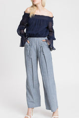 Hamilton All-Laced-Up Pants in Navy & White - Houzz of DVA Boutique