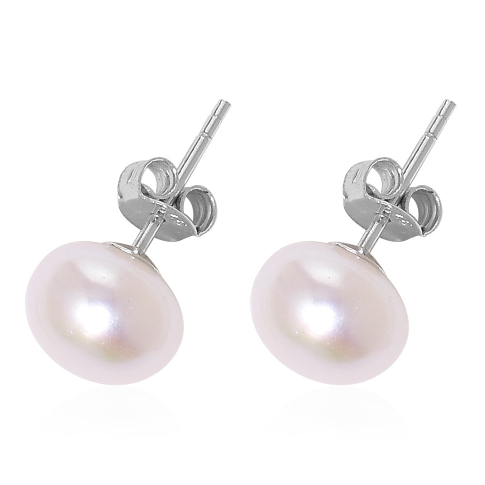 Freshwater Pearl Sterling Silver Stud Earrings 6.5-8mm - Houzz of DVA Boutique