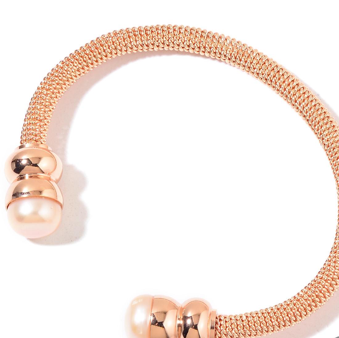 Freshwater Pearl Rose Gold Over Stainless Steel Twisted Cuff (7.50 in) - Houzz of DVA Boutique