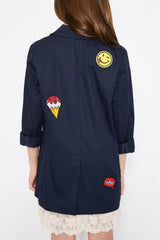 She’s Royal in Navi Preppy Lightweight Blazer with Fancy Patchwork - Houzz of DVA Boutique