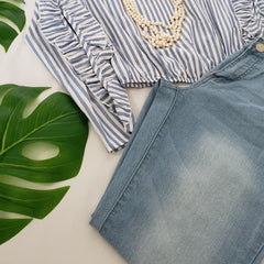 She’s Got Flair Cut-Out Ruffle Sleeves Blouse - Houzz of DVA Boutique