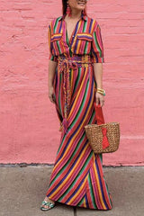 Sabrina Rainbow Print Button Down Maxi Dress - Houzz of DVA Boutique