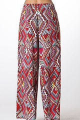 Tobin Tribal Print Palazzo Pants in Burgundy Multi - Houzz of DVA Boutique