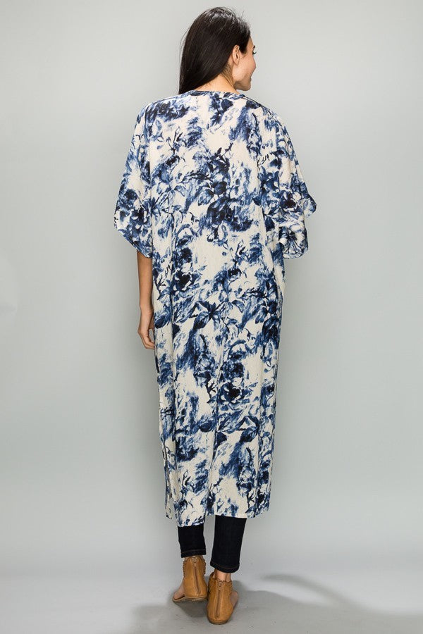 Blue Me Away Kimono in Navy and White - Houzz of DVA Boutique