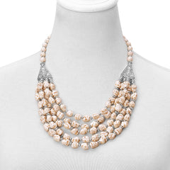 White Howlite Beads Triple Row Drape Necklace in Silver-tone TGW 970.00 cts - Houzz of DVA Boutique