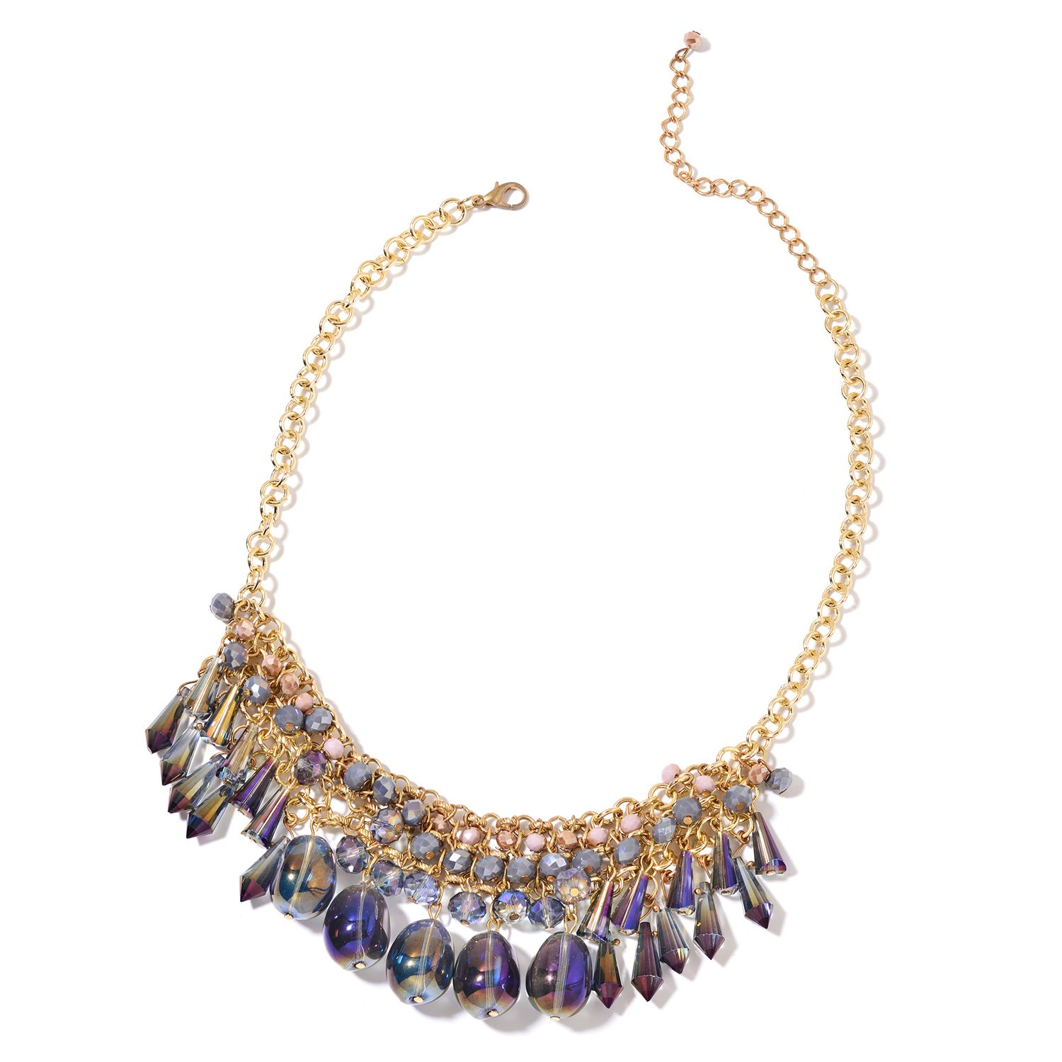 One to Own Multi Color Purple Magic Glass Bib Style Necklace - Houzz of DVA Boutique