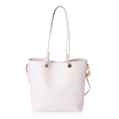 Madame CJ Vegan Leather Tote with pouch in Cream - Houzz of DVA Boutique