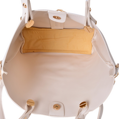 Madame CJ Vegan Leather Tote with pouch in Cream - Houzz of DVA Boutique