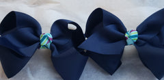 Sophia- Lynn Uniform Mini Bow Set in Navy & Turquoise Multi - Houzz of DVA Boutique