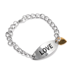 Black Oxidized ION Plated YG and Stainless Steel Bracelet with Heart Charm - Houzz of DVA Boutique