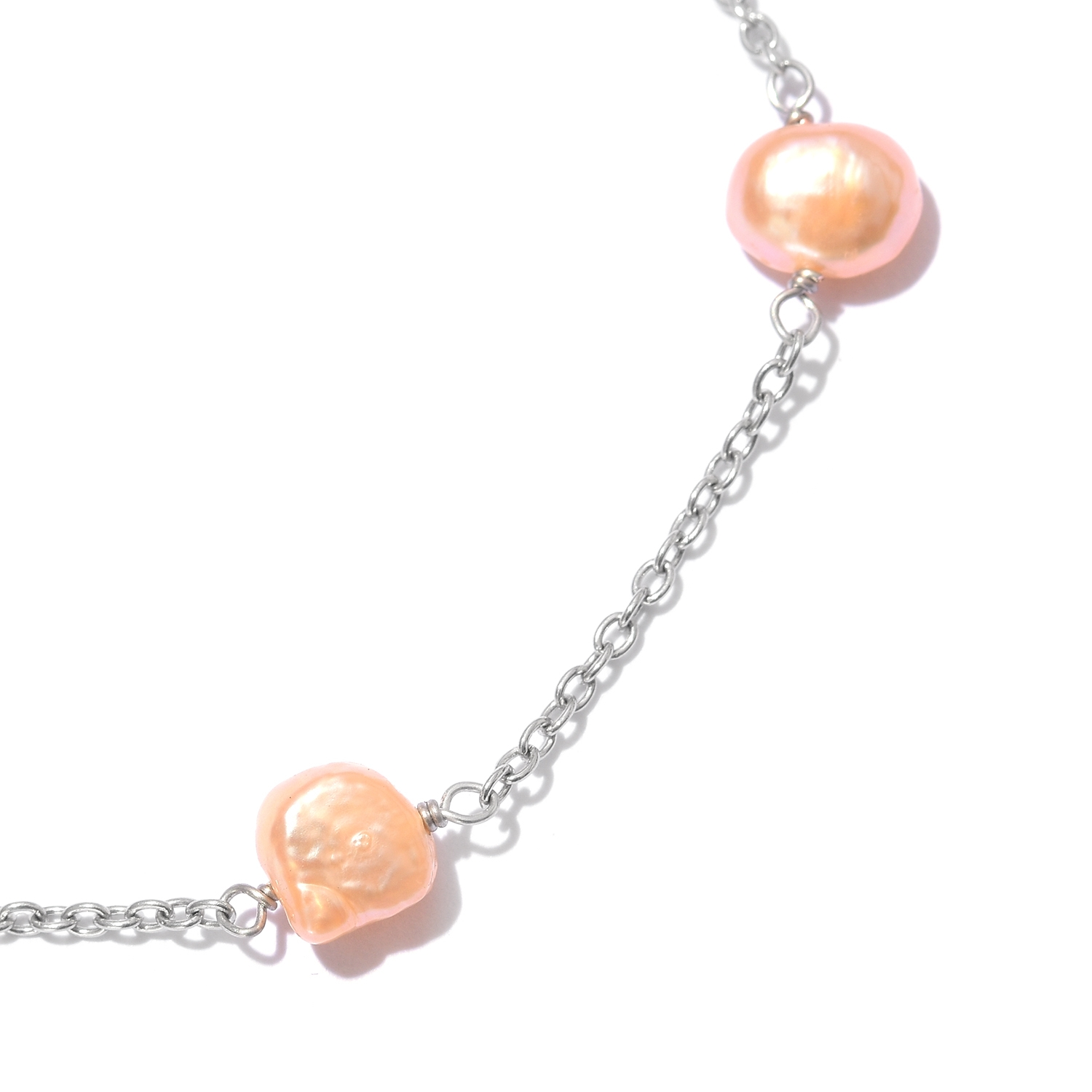 Peach Freshwater Pearl Station Necklace (20 in) - Houzz of DVA Boutique