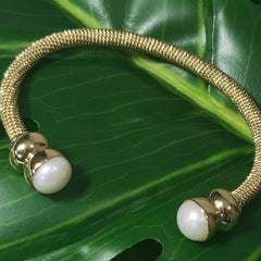 Freshwater Pearl YG Stainless Steel Twisted Cuff 9.5-10mm (7.50 in) - Houzz of DVA Boutique