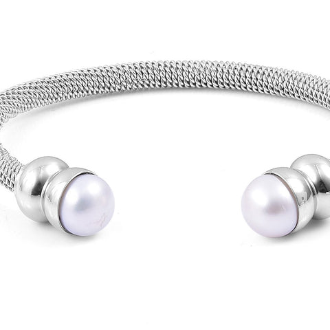 Freshwater Pearl YG Stainless Steel Twisted Cuff 9.5-10mm (7.50 in)