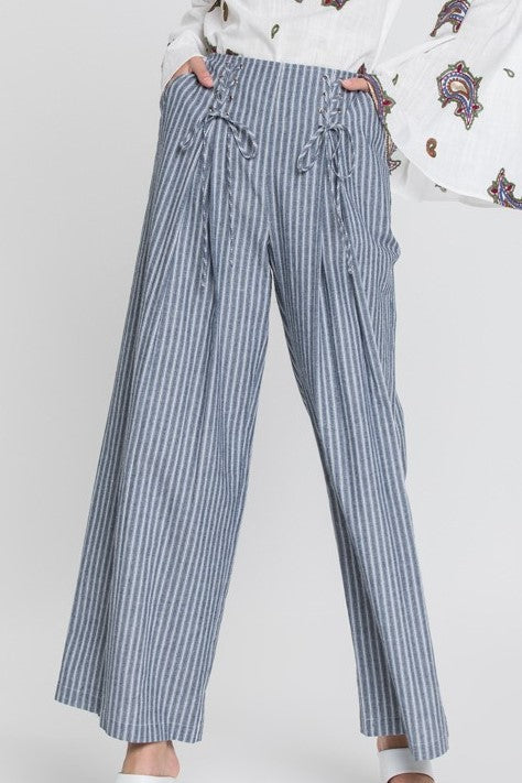 Hamilton All-Laced-Up Pants in Navy & White - Houzz of DVA Boutique