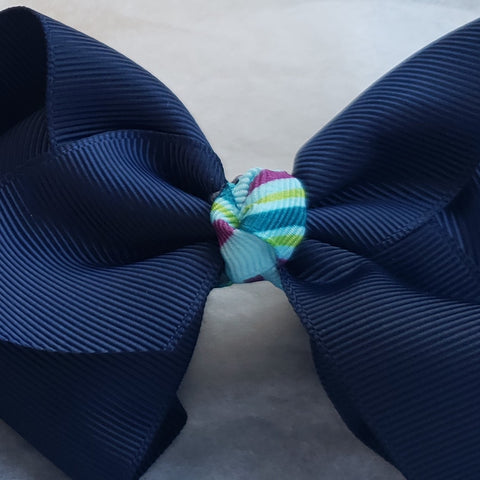 Sophia-Lynn Periwinkle & Navy Fancy Lace Bow