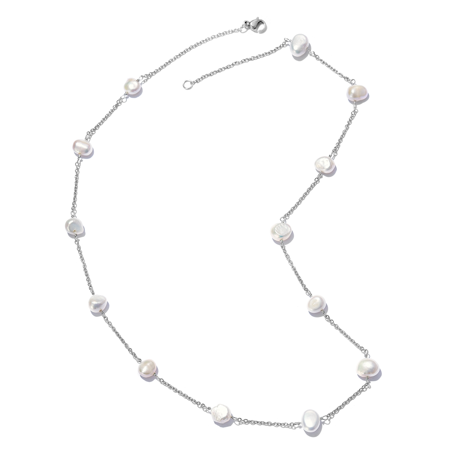 White Freshwater Pearl Station Necklace (20 in) - Houzz of DVA Boutique